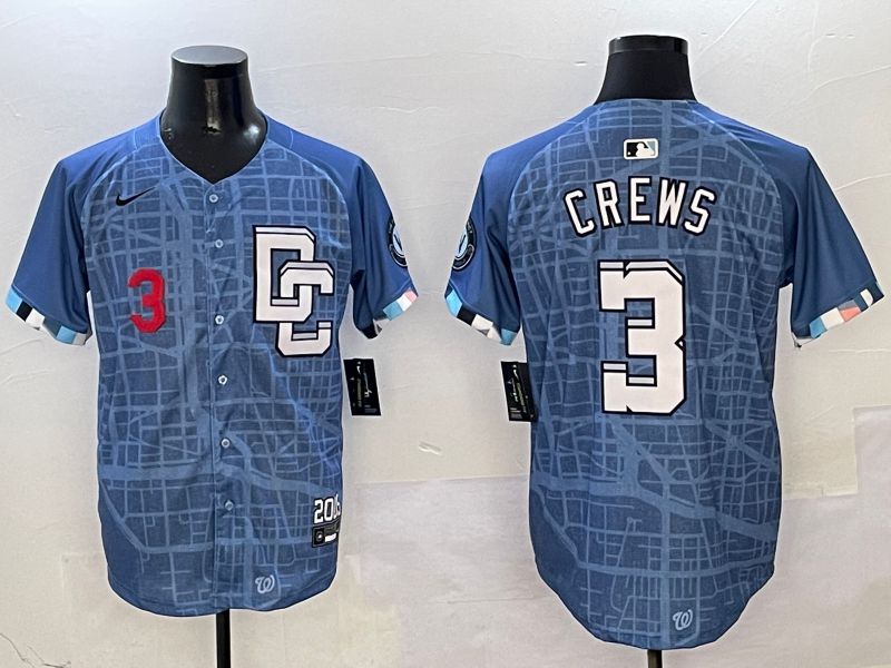 Men Washington Nationals #3 Crews Blue Joint Name Nike 2025 MLB Jersey style 2
